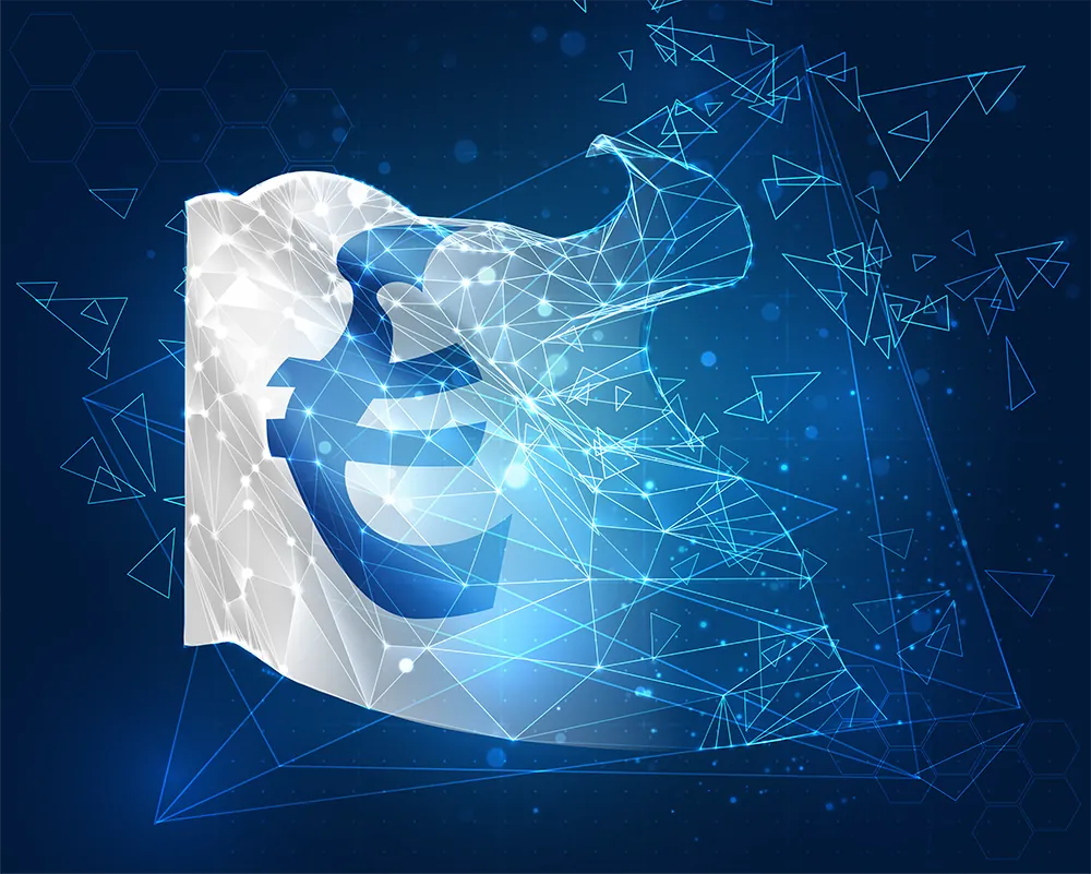 Flaga z symbolem euro 3D